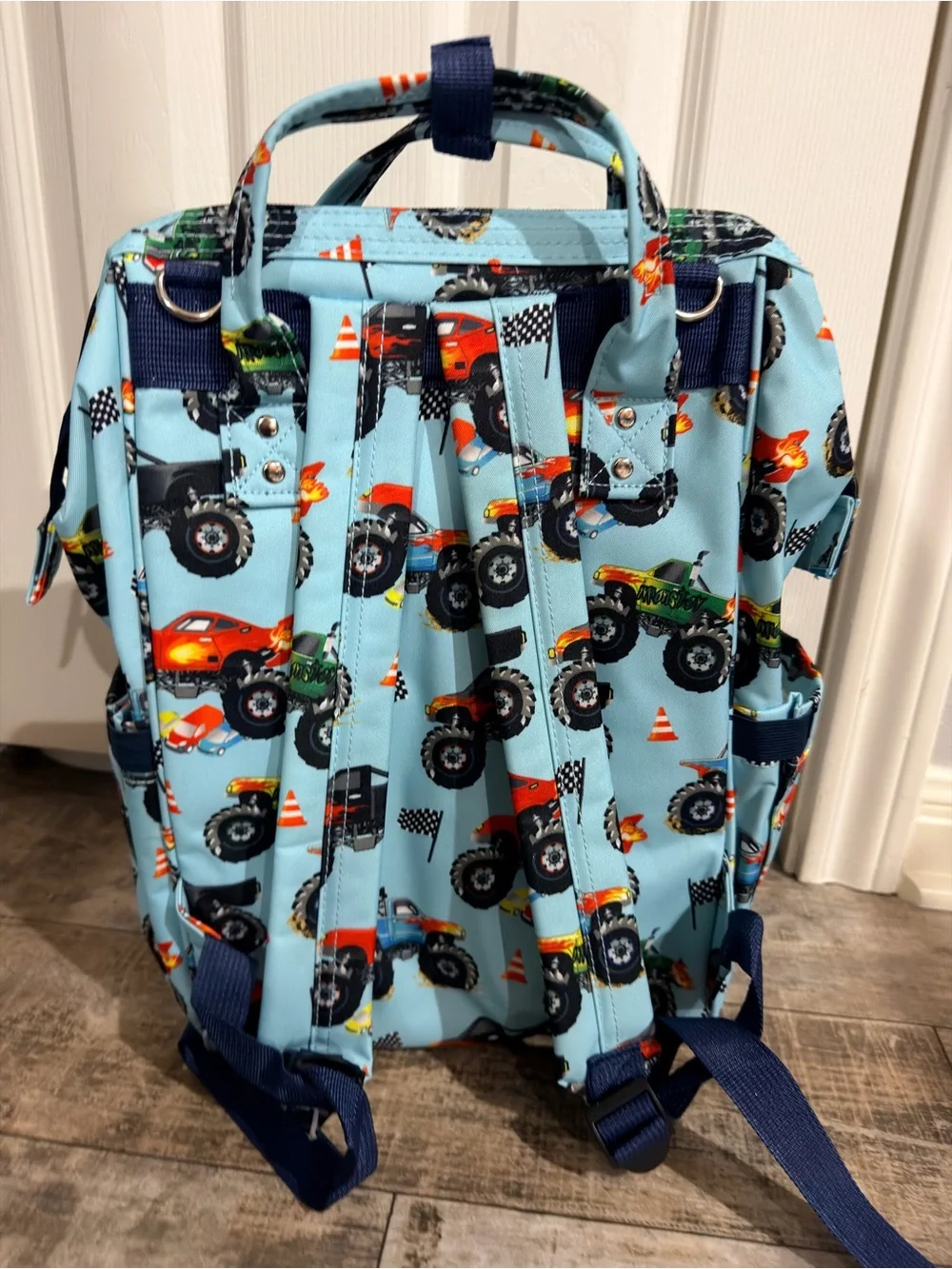 NWT Baby boy truck Large Capacity Diaper Bag Backpack insulated bottle pocket